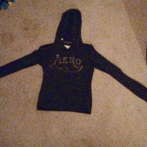 Aropostal hoodie size small and the color is grayish black